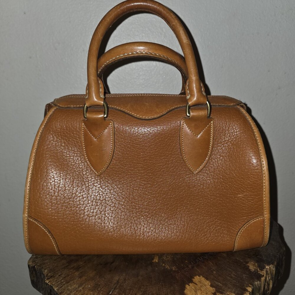 Vintage Dooney & Bourke Gladstone Satchel British Tan All Weather Leather AUTH - Picture 15 of 16